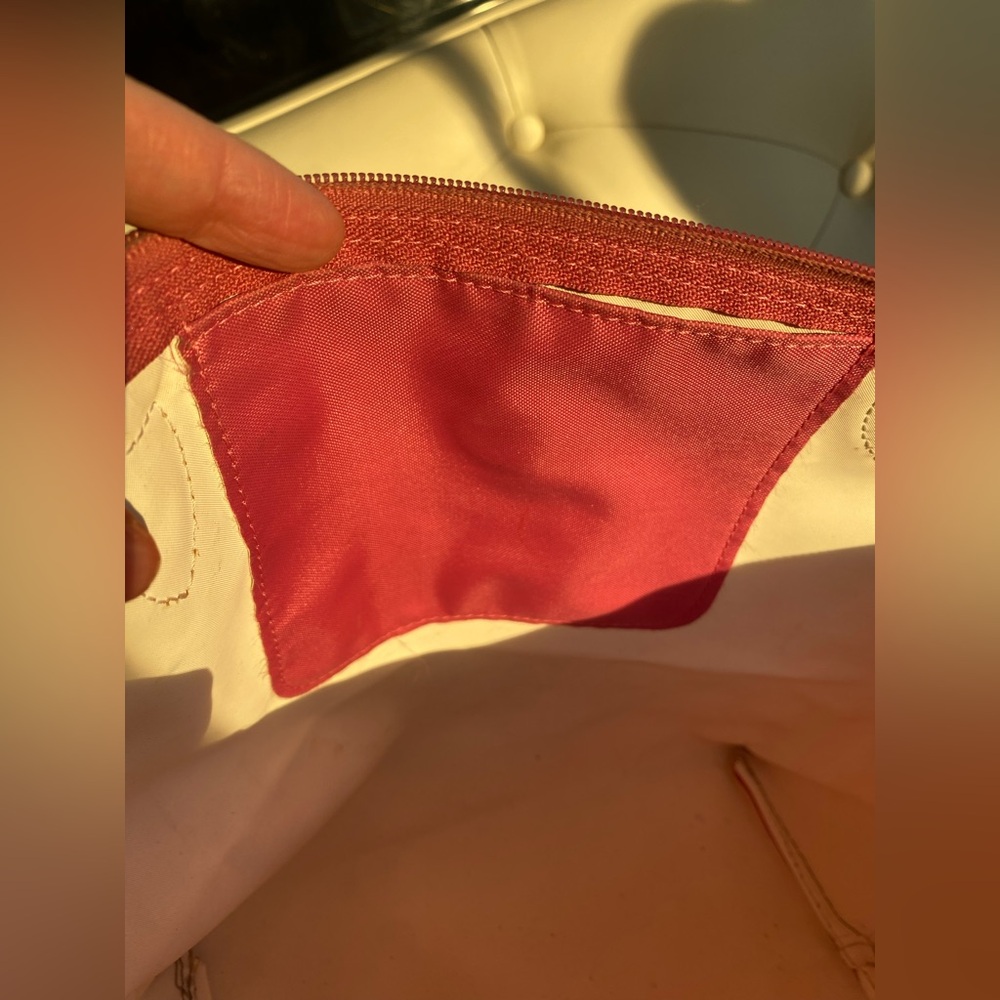 Longchamp Le Pliage Original Medium Tote Hot Pink Magenta Nylon Brown Leather - Picture 12 of 16
